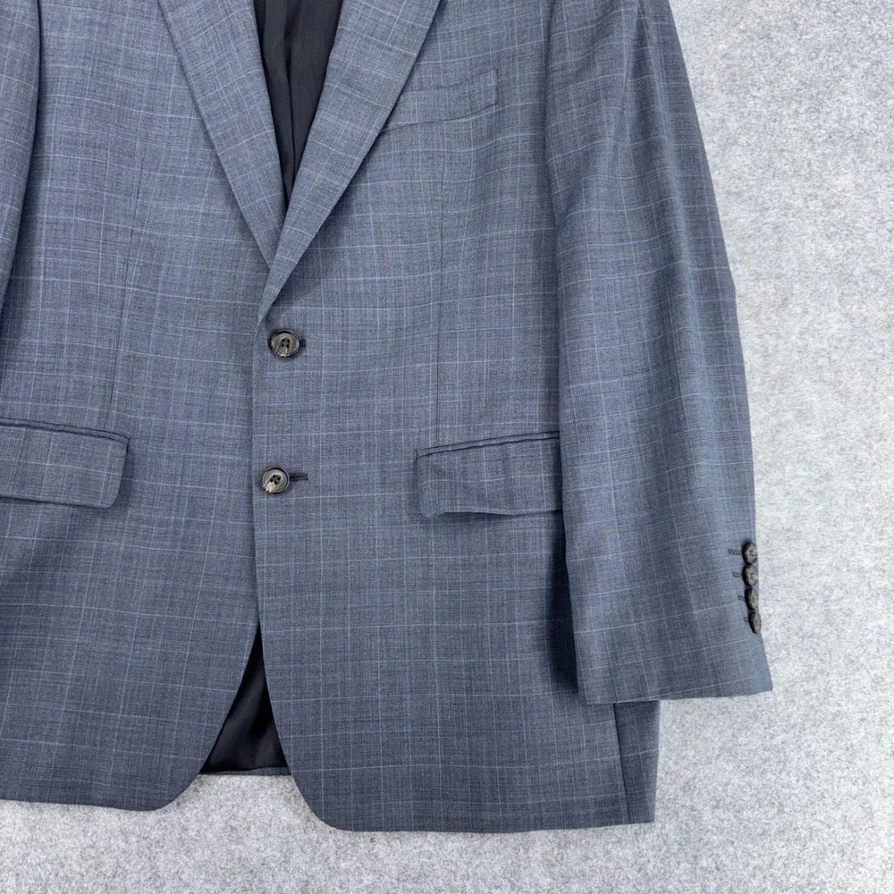 Ralph Lauren Mens 40S Blue Grey Glen Plaid 100% Wool 2 Button Blazer Sport Coat